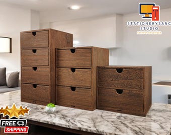 Wooden Drawer Organizer: Small Desktop Cabinet Box