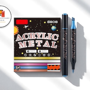 Multicolor Paint Markers | Metallic Acrylic Marker Set | DIY Craft Art Supplies | Dual Tip Waterproof Pens | No Smudge Drawing Tools