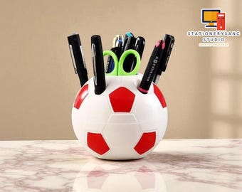 Soccer Ball Pencil Holder | Sports-Themed Desk Organizer | Pen & Stationery Storage | Kids Study Supplies | Creative Office Arrangement