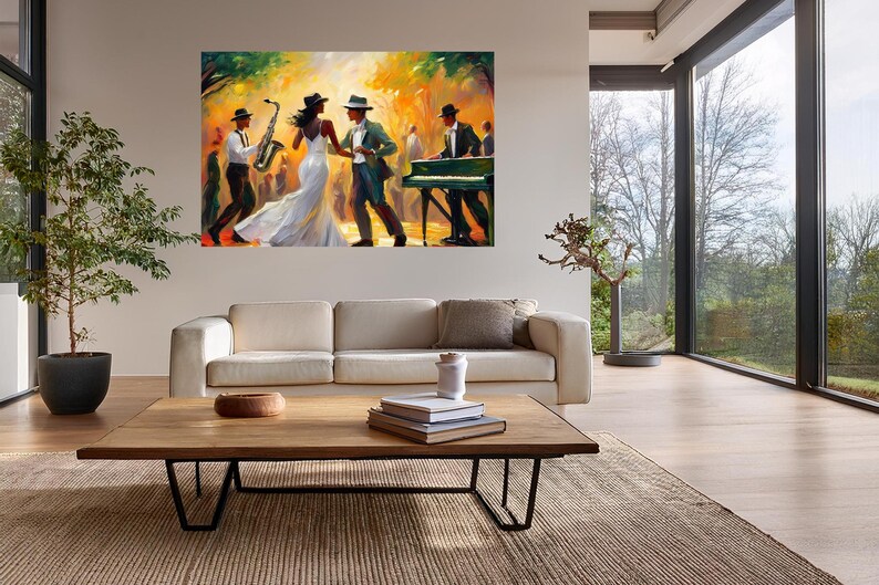 Jazz Canvas Music Wall Art Print, Modern Home Decor, Saxophone Piano