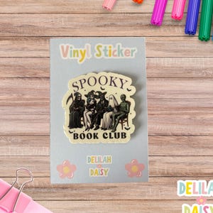Spooky Book Club Vinyl Sticker: Halloween Ghost, Witch & Mummy