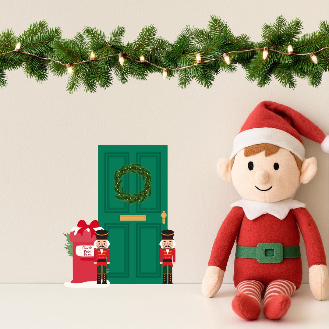 Holographic Elf Door Wall Decal | Christmas Kids Decor - Etsy
