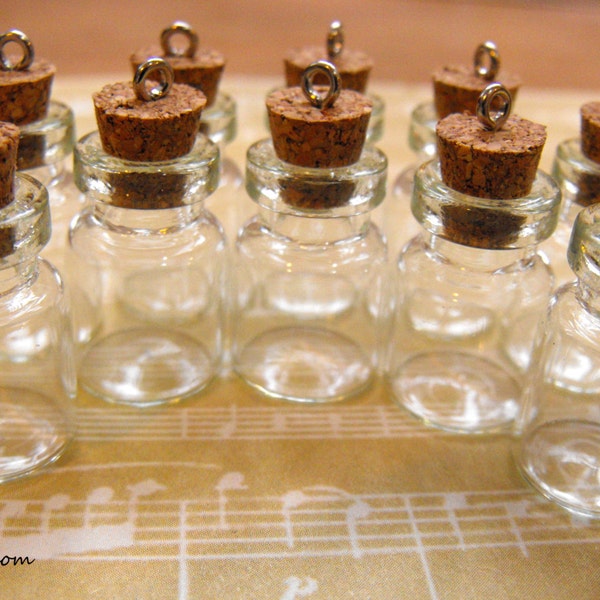 10 Mini Glass Vial Charms