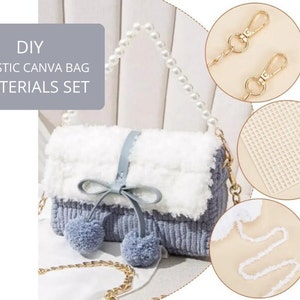 DIY 編み物 かぎ針編み ハンドバッグ キット、ショルダーバッグ用メッシュプラスチックキャンバスキット DIY 編み物 かぎ針編み クロスバッグ 材料 手作り
