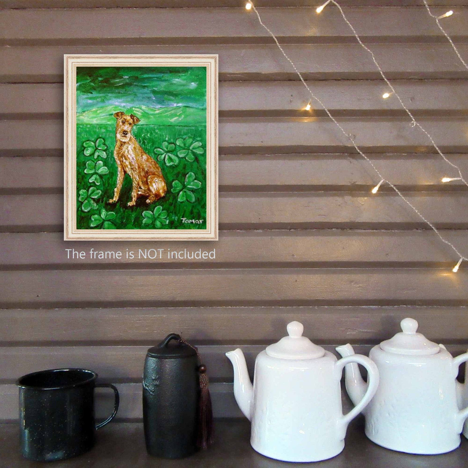 Irish Terrier Painting Original Painting Shamrock Artwork Etsy