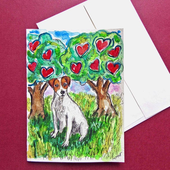 Rough Jack Russell Terrier Dog Valentine Bookmark and Greeting Card Rough Jack Russell Terrier Dog Valentine Bookmark and Greeting Card