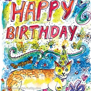Printable Cat Birthday Card Digital Download Instant - Etsy