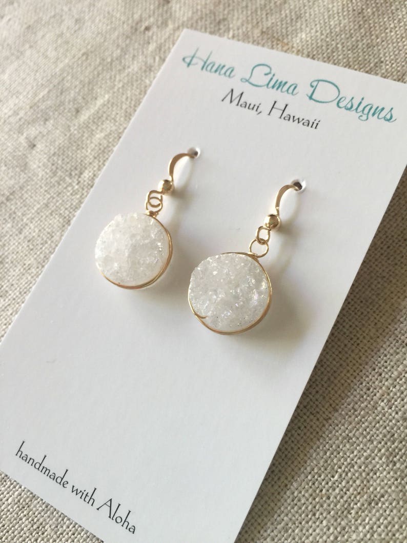 Free Shipping White druzy coin Necklace