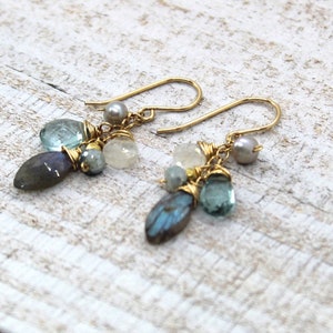 Labradorite & Mixed Stone Cluster Earrings