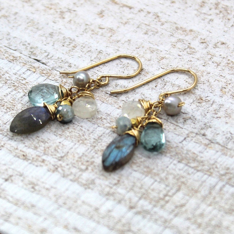 Labradorite /& Mixed Stone Cluster Earrings