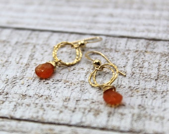 Gold fill Carnelian "Cora" Earrings