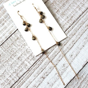 Long Mini Pyrite Duster style earrings