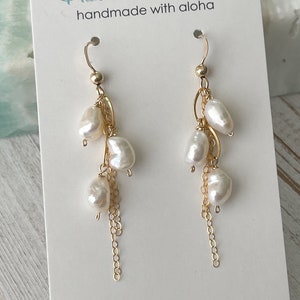 Anuhea Earrings, Petite White Keshi Pearl Earrings