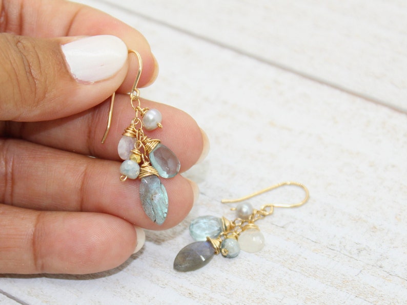 Labradorite /& Mixed Stone Cluster Earrings