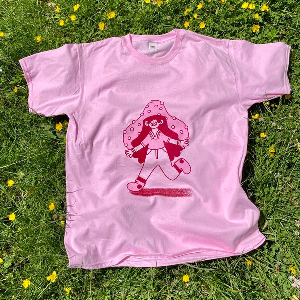 Screen printed Mushroom Girl T-shirt