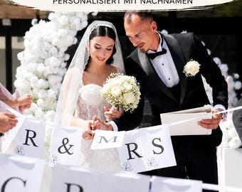 Personalisierte Hochzeitsgirlande | Standesamt Girlande | Girlande zum schneiden | Wimpelkette Hochzeitsspiel | Braut Bräutigam |