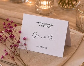 Tischkarten zum Klappen für Hochzeit, Verlobung, Henna, Babyshower etc.
