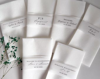 Personalisierte Banderole für Servietten | Banderole Personalisiert | Freudentränen | Hochzeit | Tischdecke | Hochzeit | Taufe