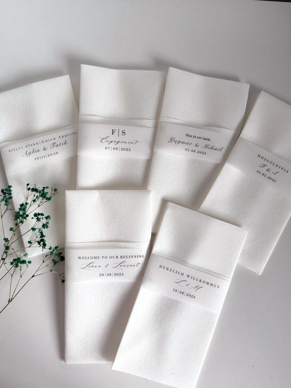 Personalisierte Banderole für Servietten | Banderole Personalisiert | Freudentränen | Hochzeit | Tischdecke | Hochzeit | Taufe