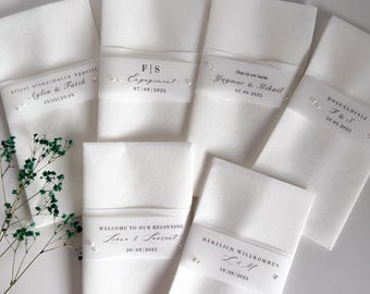 Personalisierte Banderole für Servietten | Banderole Personalisiert | Freudentränen | Hochzeit | Tischdecke | Hochzeit | Taufe