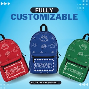 Customizable Dino Backpack, Personalized Kids School Bag, Cute Dinosaur Design, Gift for Children, Back to School Gift, Unique Custom Name