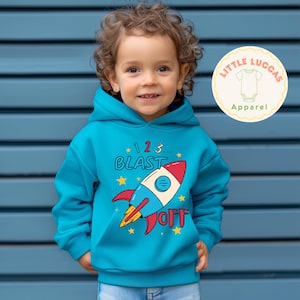 Toddler Hoodie, Fun Space Theme Pullover, Rocket Ship Design, Kids Sweatshirt, Children&#39;s Outer Space Clothing, Fleece Hooded Jumper, Galaxy