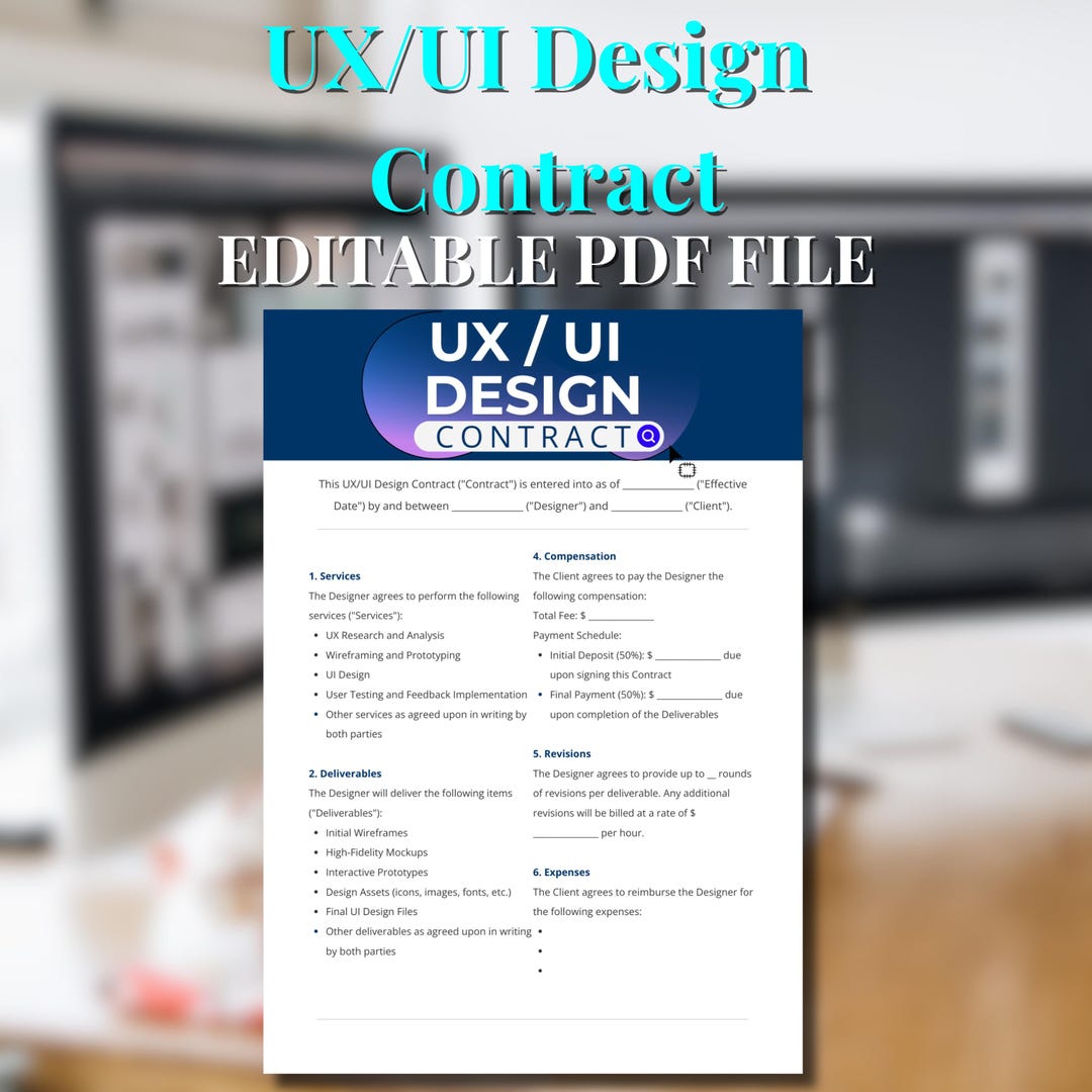 Professional UX/UI Design Contract Template - Customizable Designer ...
