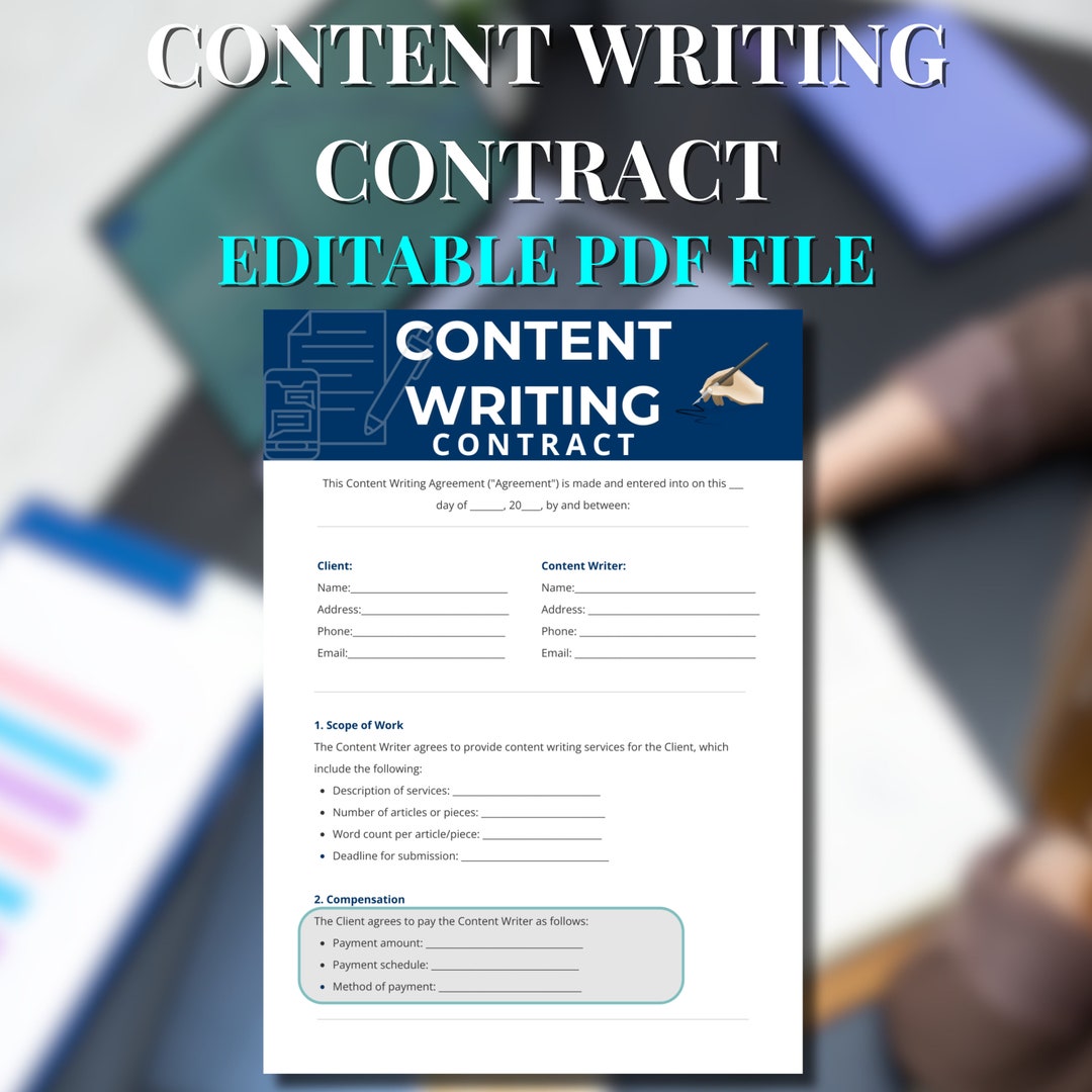 Content Writer Contract Writer Contract Template Editable Content Content Writer Contract Writer Contract Template Editable Content