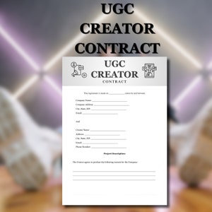 Professional UGC Creator Contract Template, UGC Template, UGC Contract, User Generated Content, Influencer Contract Template, Canva Template
