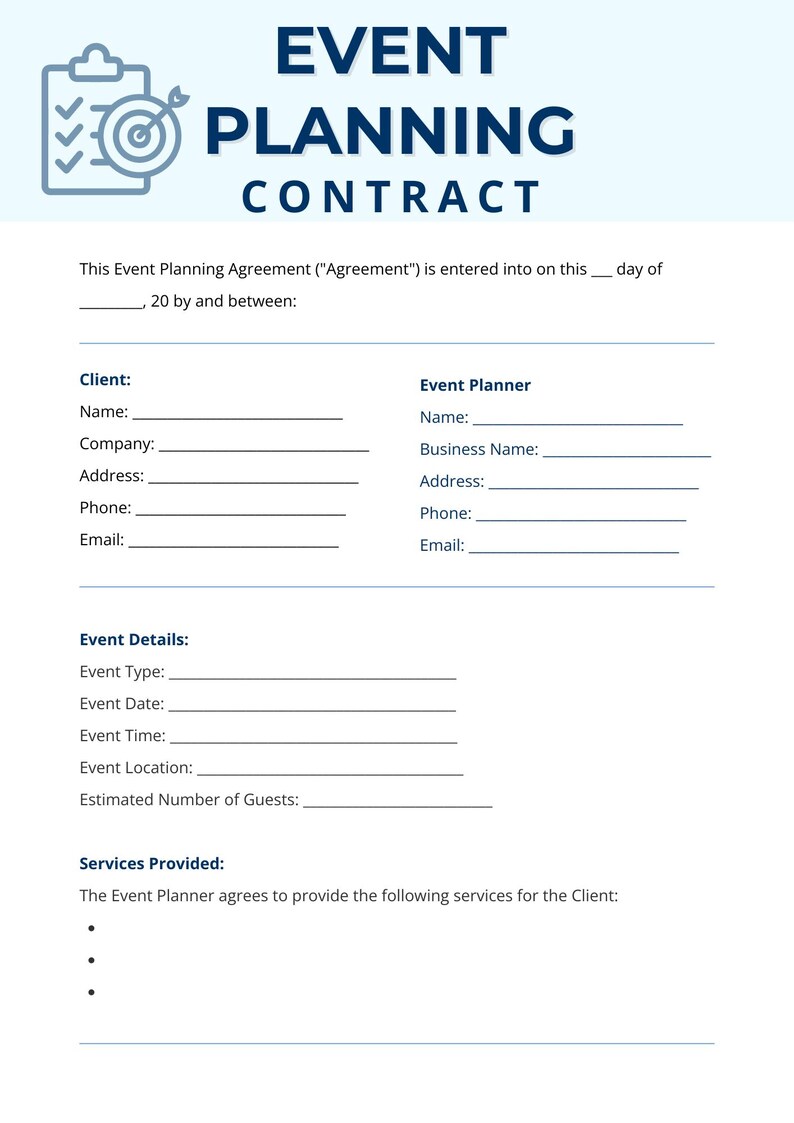 Picture of Event Planning Contract Template | Customizable Agreement for Planners ...