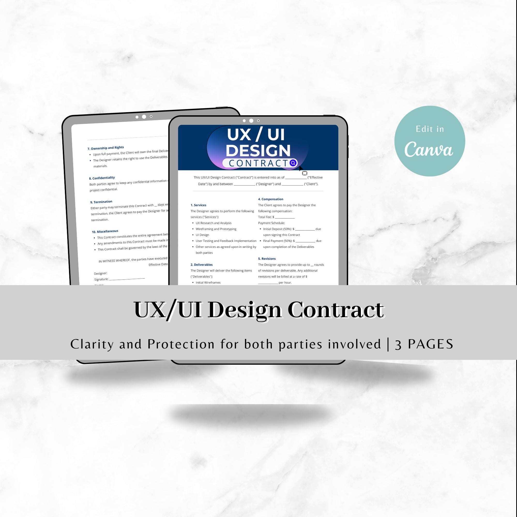 Professional UX/UI Design Contract Template - Customizable Designer ...