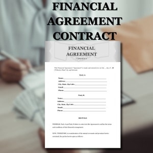 Financial Agreement Template Word / PDF - Customizable Loan & Investment Contract - Instant Digital Download for Businesses and Individuals