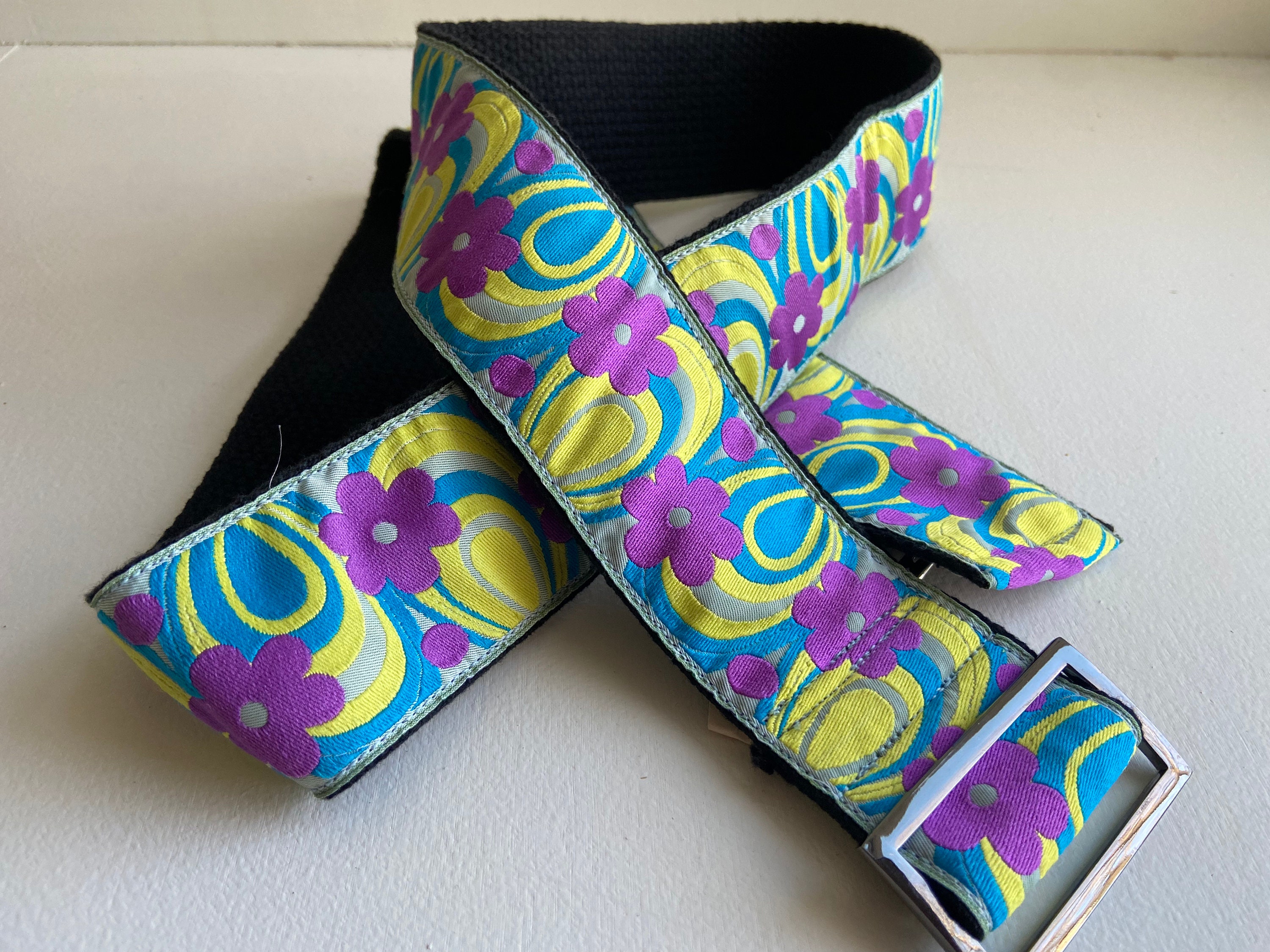9513 Cotton Jacquard Floral Designer Waist Belt Fashion Vintage Brown Embroidered Mexican Waist Belt – Floral & Butterfly  main image 3
