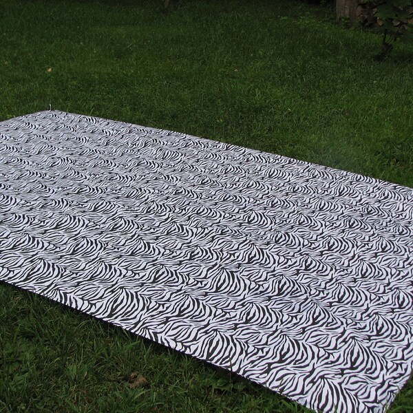 Black and White Zebra Beach / Picnic Blanket, Stake Down Design
