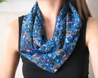 Blue Floral Infinity Scarf