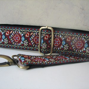 調節可能なバッグストラップ、ギターストラップスタイル - ブルー、レッド、トープデザイン、幅2インチ