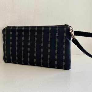 Handmade Wristlet Clutch, Black and Grey