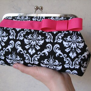 Black, White and Fuschia Clutch, Handmade image 1