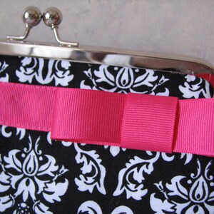 Black, White and Fuschia Clutch, Handmade image 3