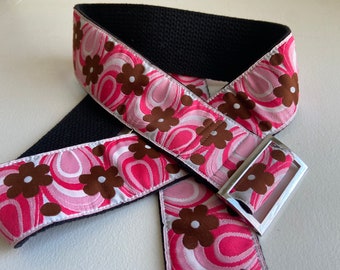 Retro Pink Floral Jacquard Trim with Adjustable buckle