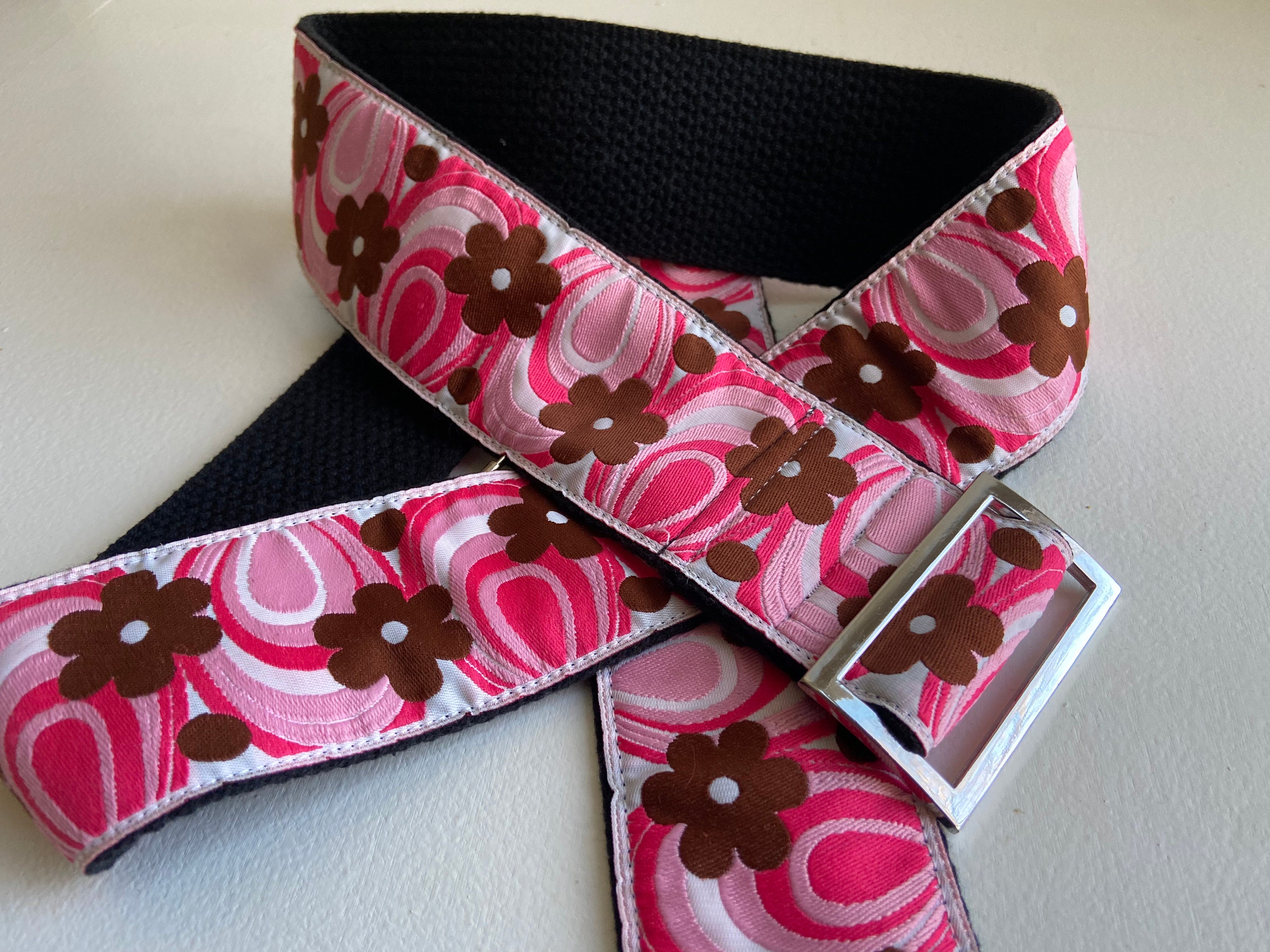 Retro Pink Floral Jacquard Trim With Adjustable Buckle - Etsy display picture 2
