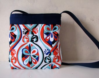 Modern Orange and Blue Cross body Hipster Bag