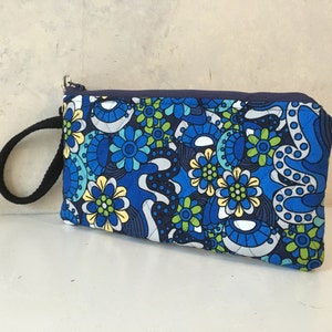 Handmade Wristlet Clutch Blue Floral