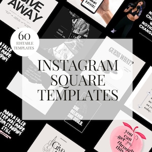 60 Fitness Coach Instagram-Vorlagen | Bearbeitbare Vorlagen | Instagram-Posts | Quadrat | PersonalTrainer | Leinwand