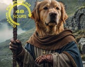 Personalized Wizard Dog Portrait: Custom Digital Pet Art (Digital Download)