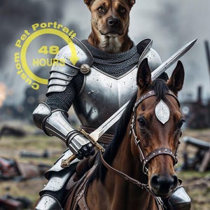Custom Medieval Dog Knight Portrait: Unique Pet Art (Digital Download)