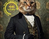 Victorian Pet Portrait: Custom Cat Art, Unique Memorial Gift (Digital)