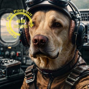 Personalized Pilot Pet Portrait: Renaissance Animal Painting (Digital Download)