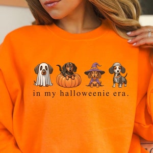 Halloween Dachshund Sweatshirt, Autumn Doxie Mom Hoodie, Ghost Dog Shirt, Cute Weiner Dog Gift , Halloweenie Dog Mom Apparel, Fall Fashion