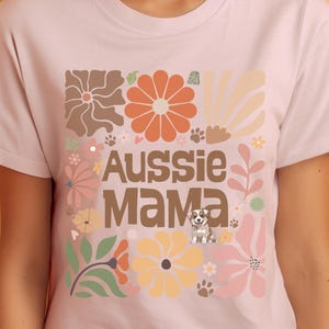 Australian Shepherd Shirt for Dog Moms - Cottagecore Floral Tee, Plant Lady Gift, Gardening Shirt, Aussie Mama T-Shirt, Retro Wildflower Tee